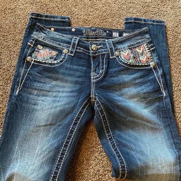 Miss Me Blue Jeans with Embroidery and Rhinestones - Picture 3 of 4